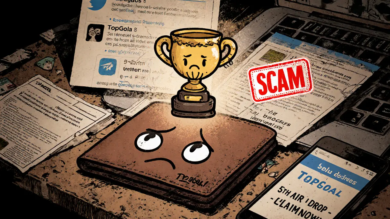 A lonely NFT floats above a desk littered with scam pages and faded social media printouts.