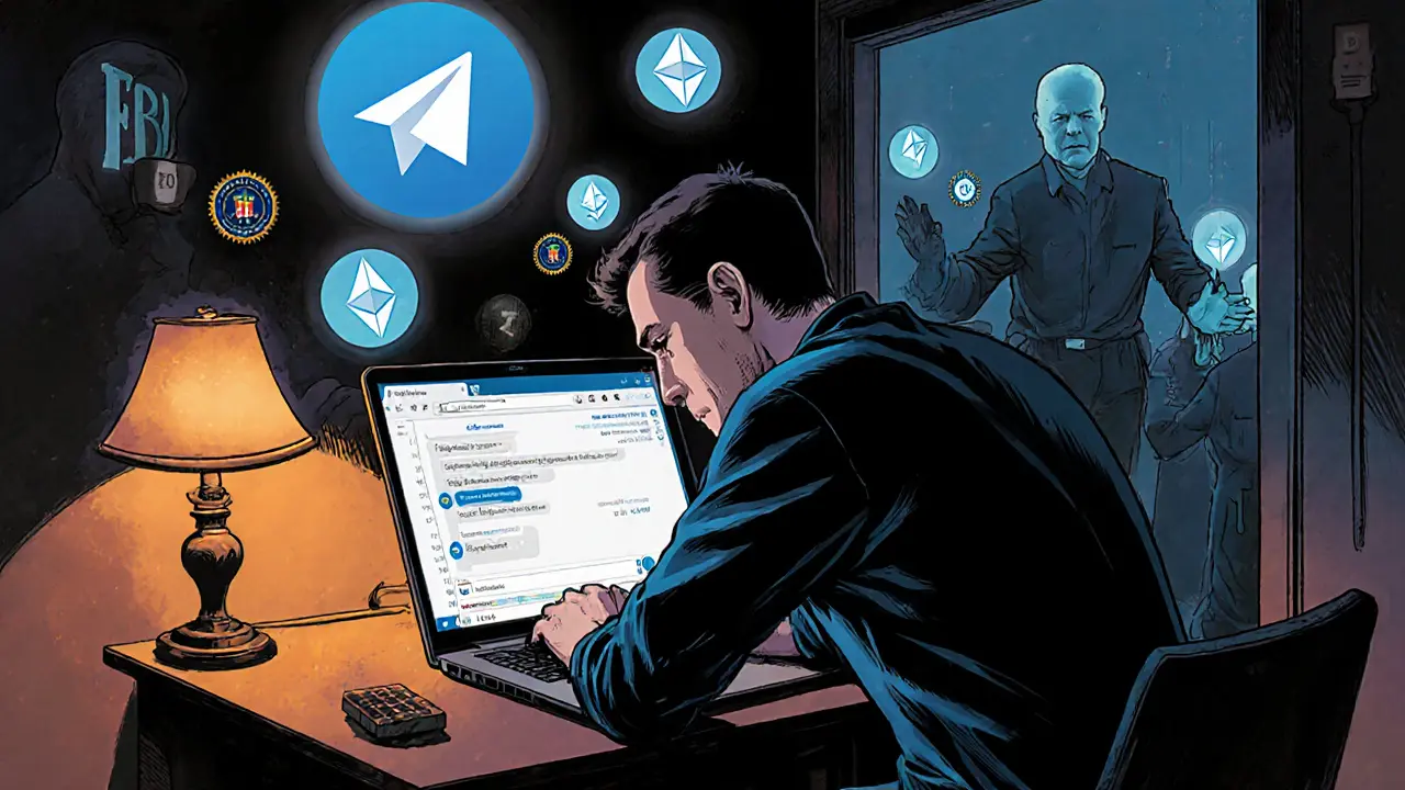 A Russian trader uses Telegram to send crypto while law enforcement reaches through walls but finds nothing.