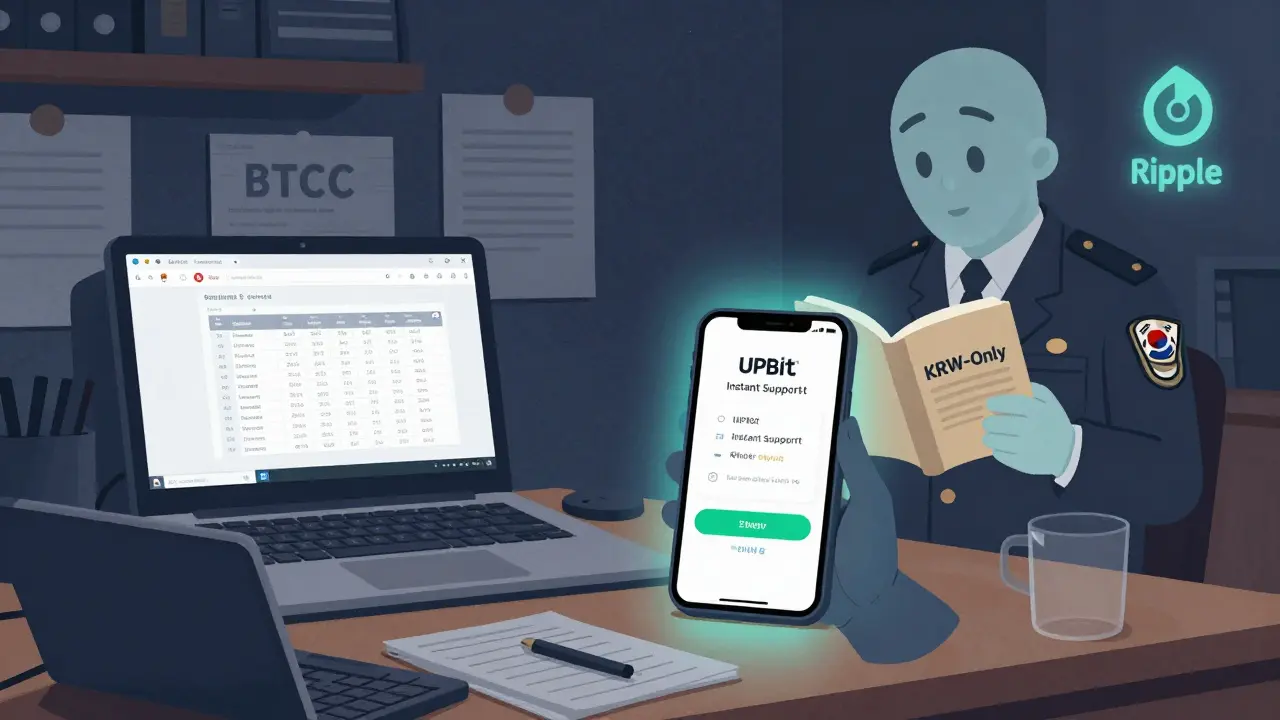 Korean trader managing BTCC trades manually with English interface and tax spreadsheets at night