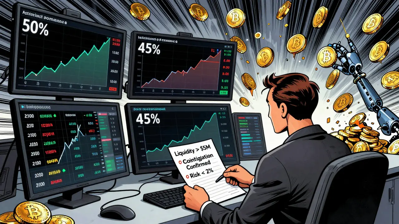 Trader adjusting pairs as Bitcoin dominance shifts, with liquidity and risk checklist in hand.