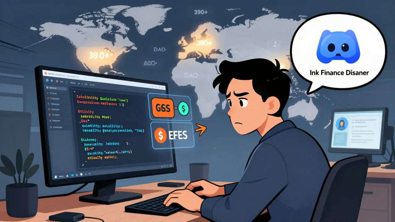 A developer struggling with QUILL staking interface as a support avatar offers help via tutorial.