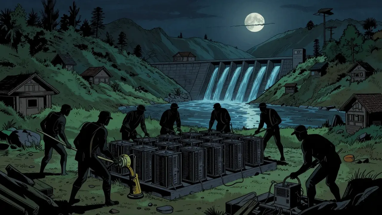 Clandestine miners using hydropower for Bitcoin operations in Nepal.