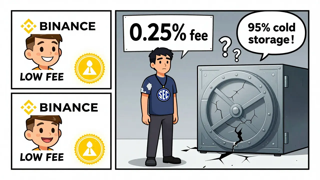 A comic-style comparison of crypto exchanges, with Bitospher shown as fake and crumbling beside verified competitors.