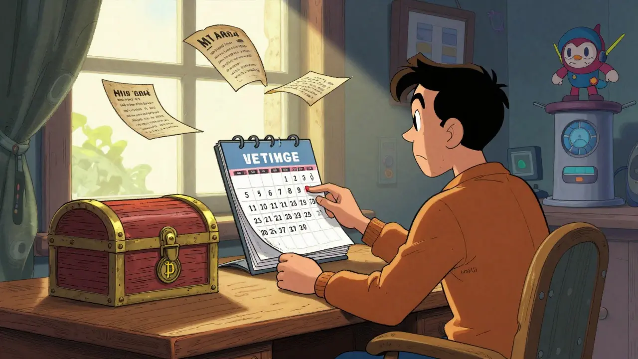 Person reflecting on closed investment opportunity with calendar.