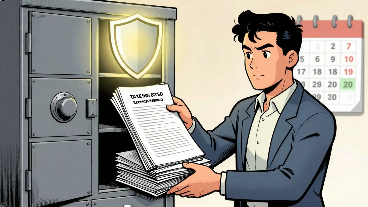 Person securing tax documents in a safety deposit box