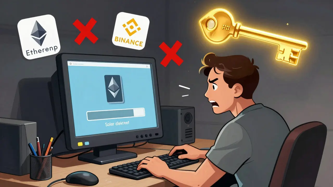 A frustrated user trying to set up a native Solar blockchain wallet