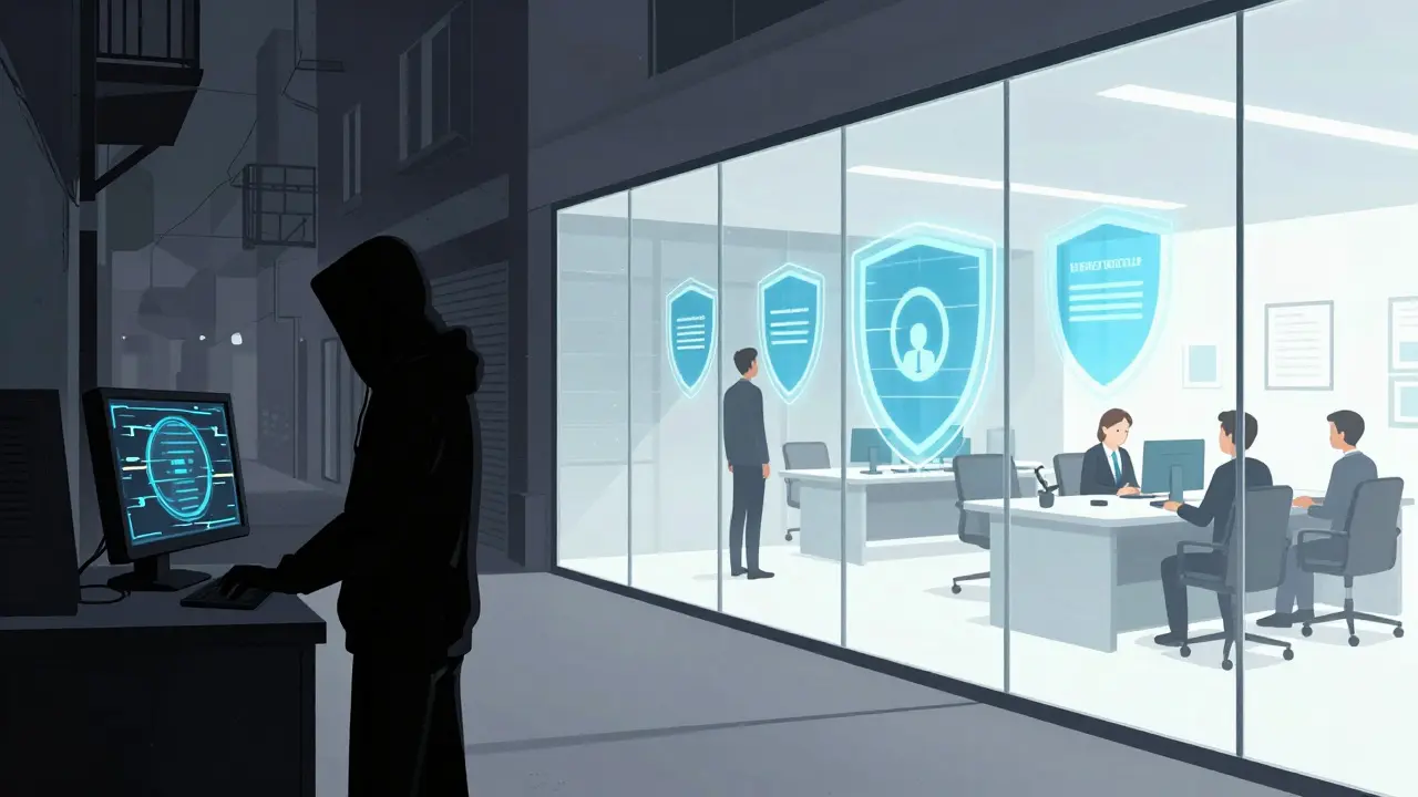 Comparison between a shadowy fraudulent exchange and a transparent regulated office.