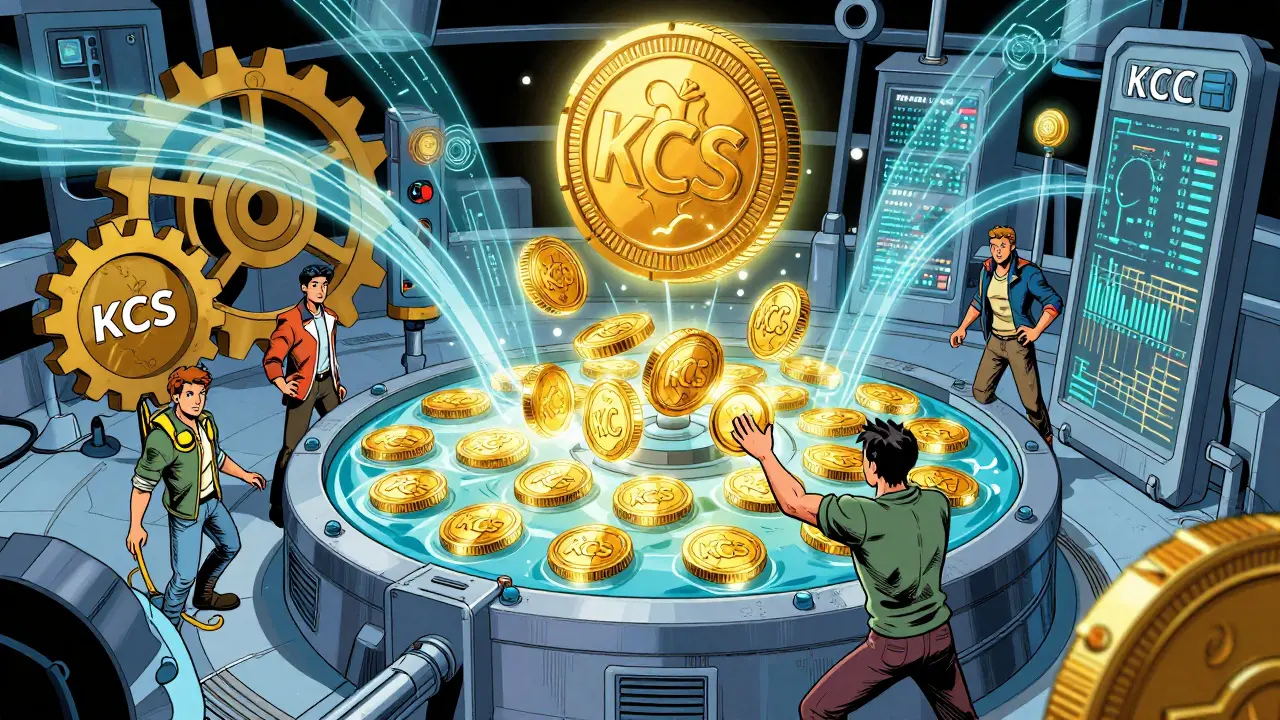 Person adding golden tokens to a futuristic liquidity pool in a digital factory