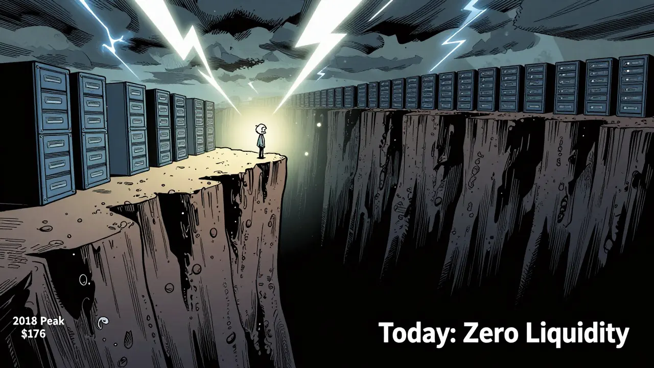 Character standing on a cliff edge overlooking a drop to zero value.