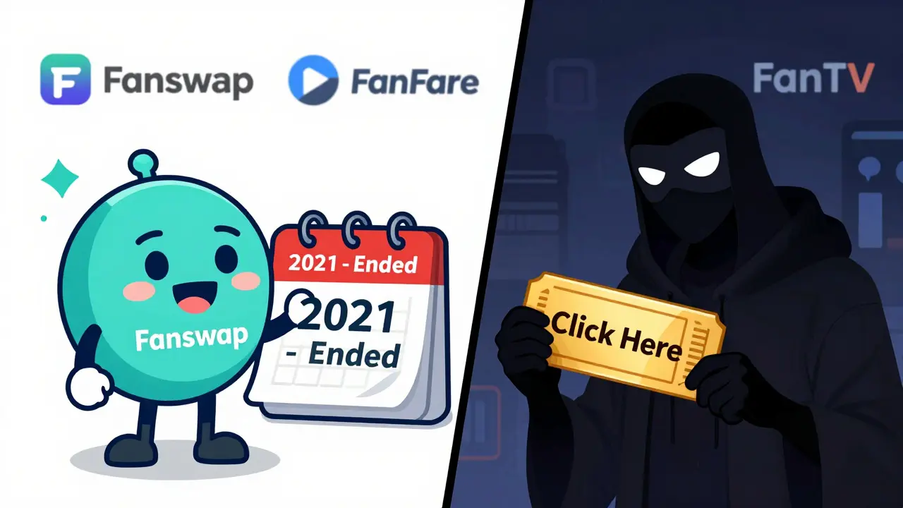 Comic illustration comparing legitimate Fanswap token with fake FAN8 scam