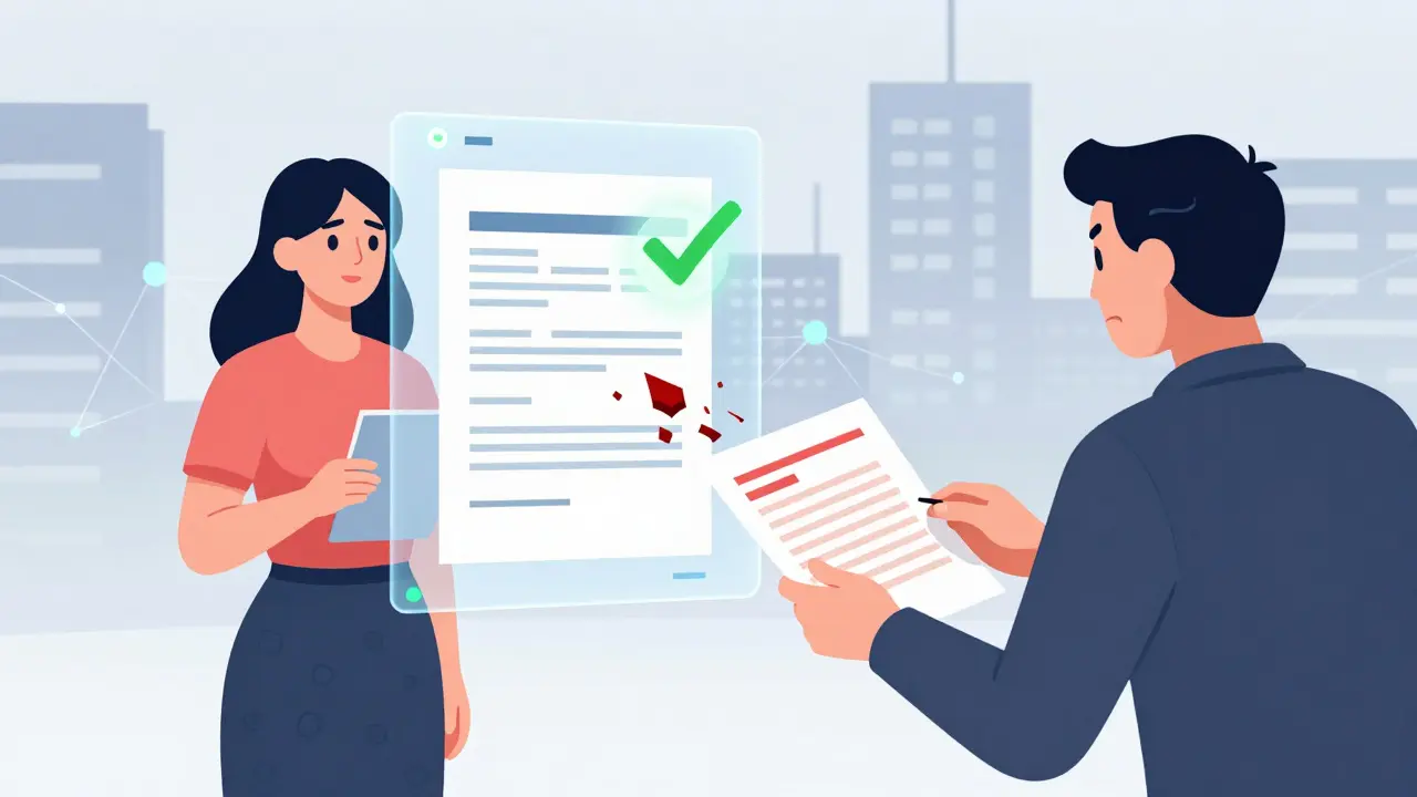 Comic illustration of secure digital property deed