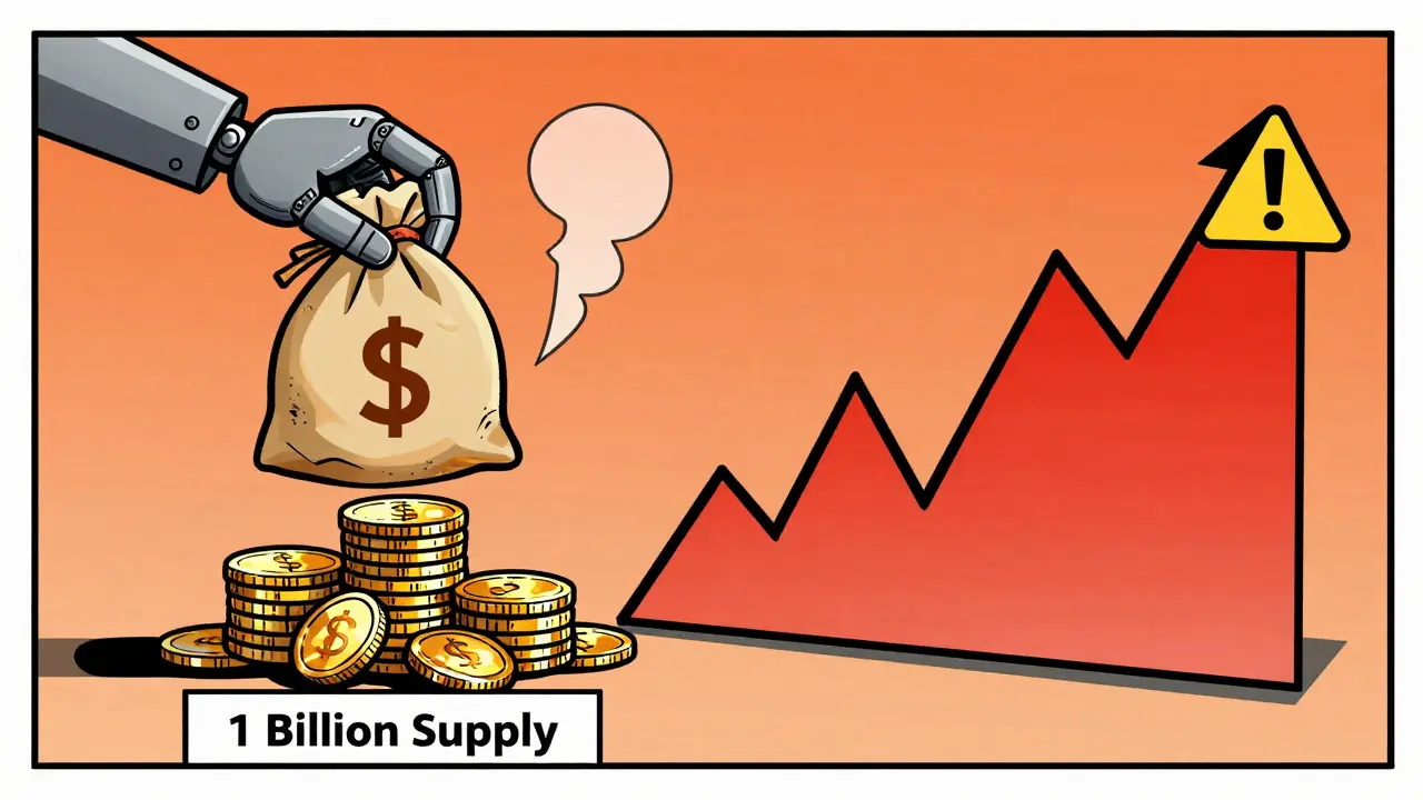 Comic illustration of token buybacks and price volatility