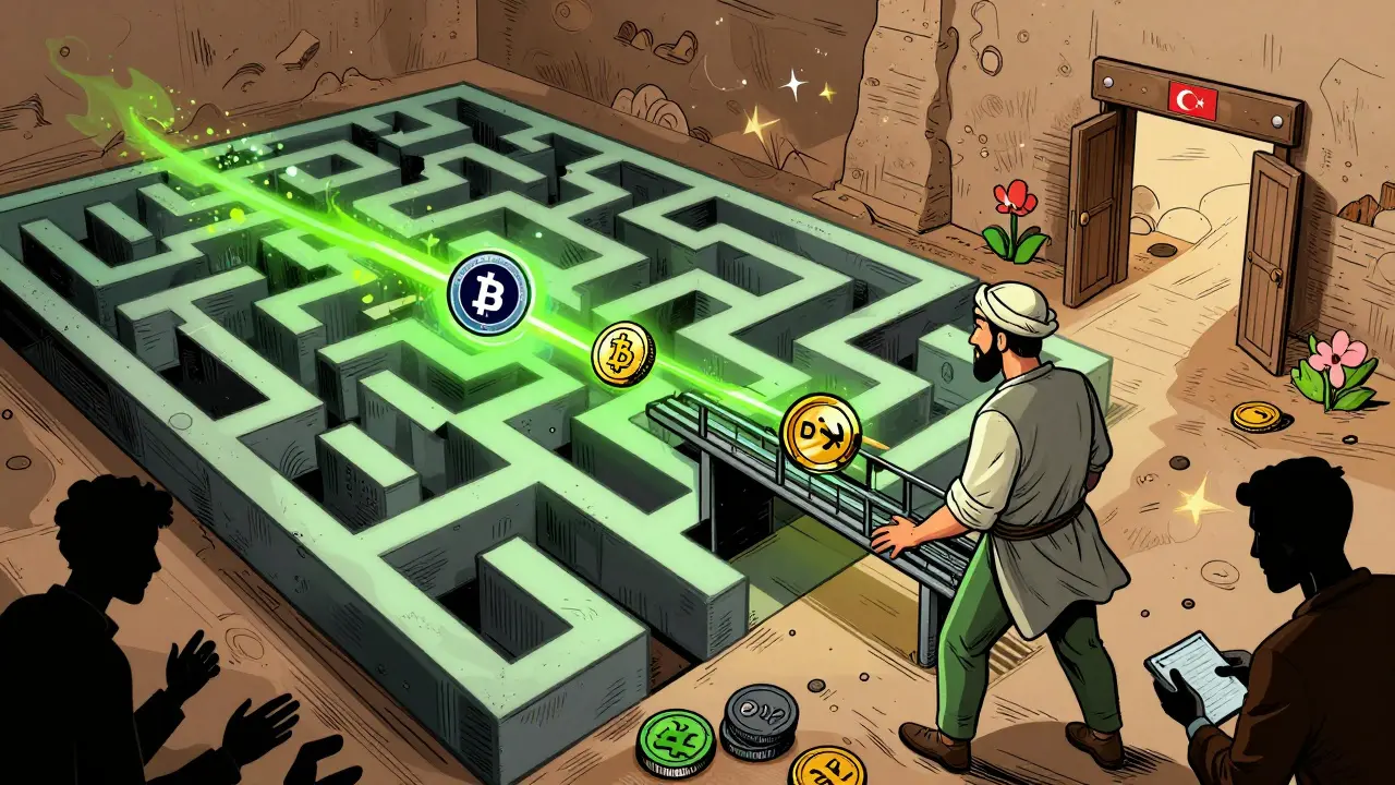 Comic of trader switching to decentralized crypto