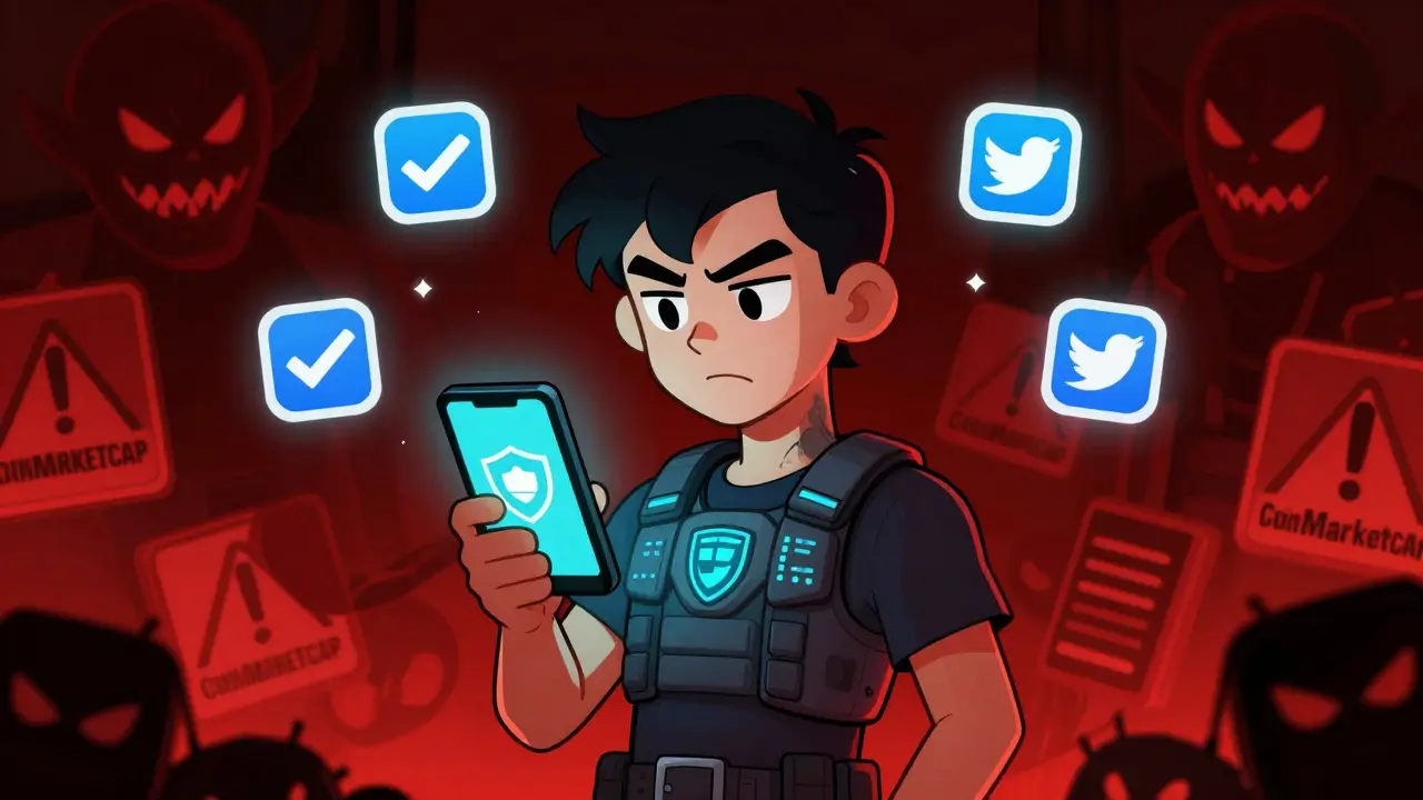 Illustration of a user protecting their wallet from phishing scams during a crypto airdrop campaign.