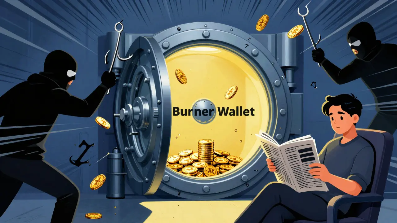 Secure burner wallet protecting assets from phishing attacks and hackers
