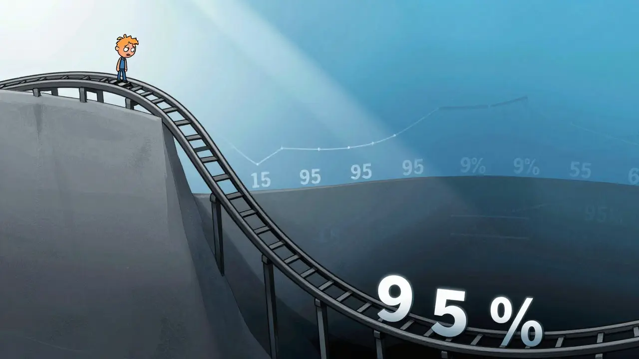 Comic style rollercoaster crashing down representing price drop