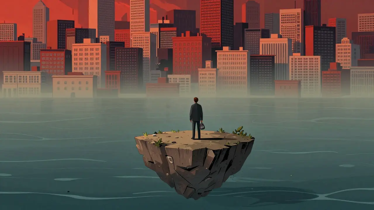 Illustration showing an isolated investor facing liquidity risks in tokenized markets