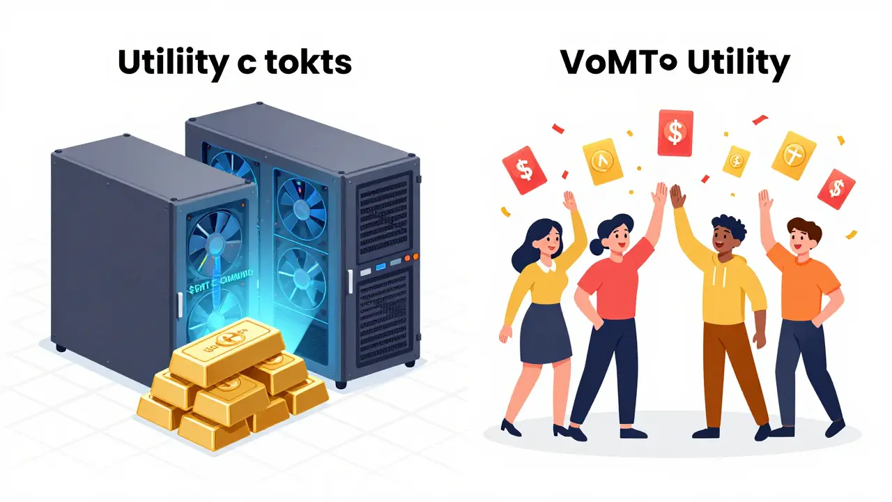 Illustration showing token utility for power vs community celebration rewards