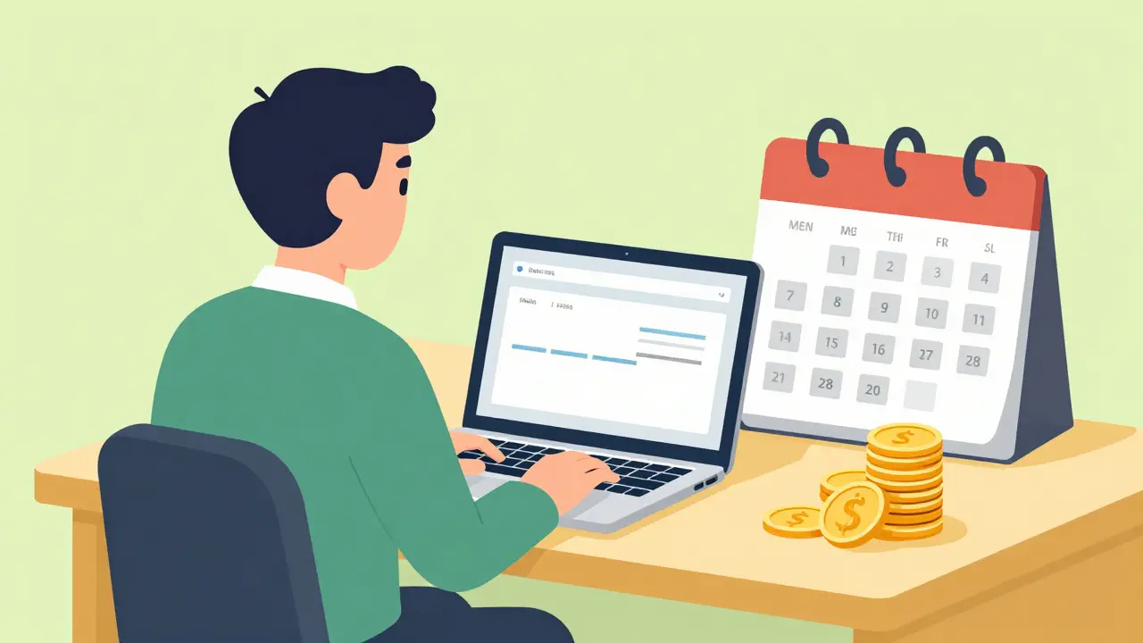 Cartoon investor at a desk highlighting low fees and limited support hours.