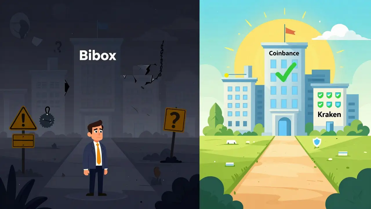 Comic comparing risky exchange vs safe regulated platforms