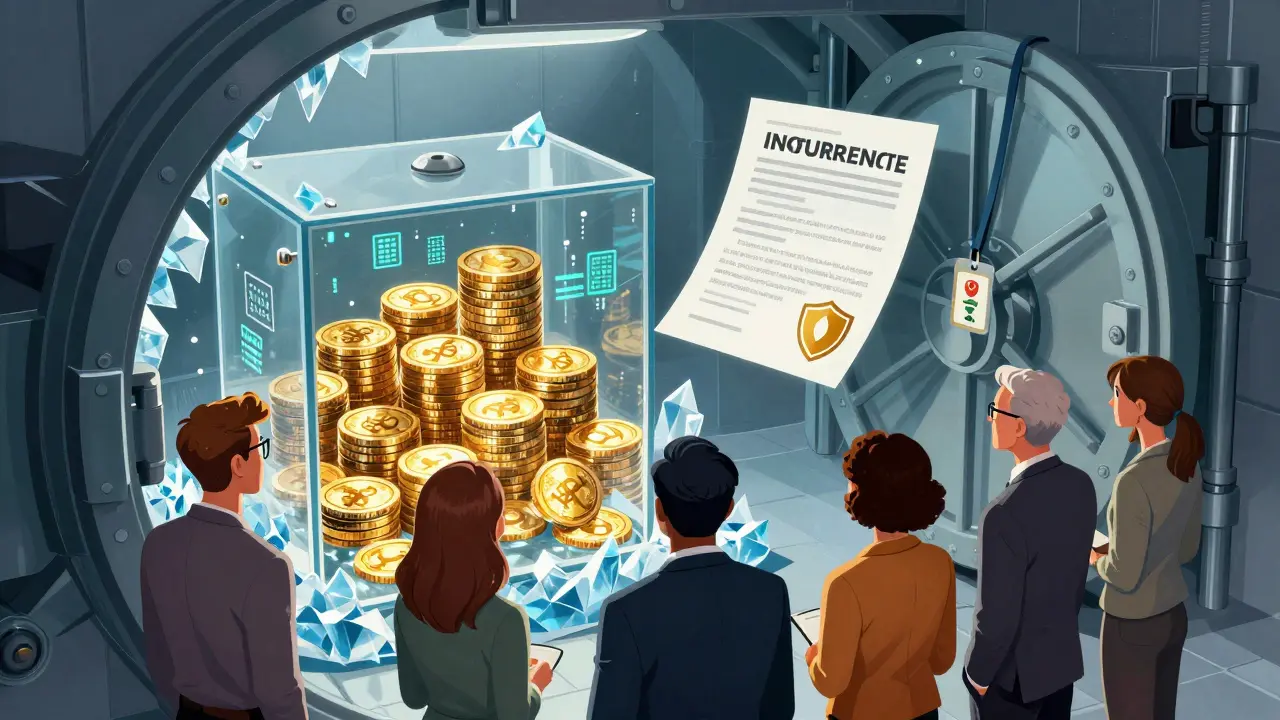 Illustration of secure cold storage vault protecting crypto assets