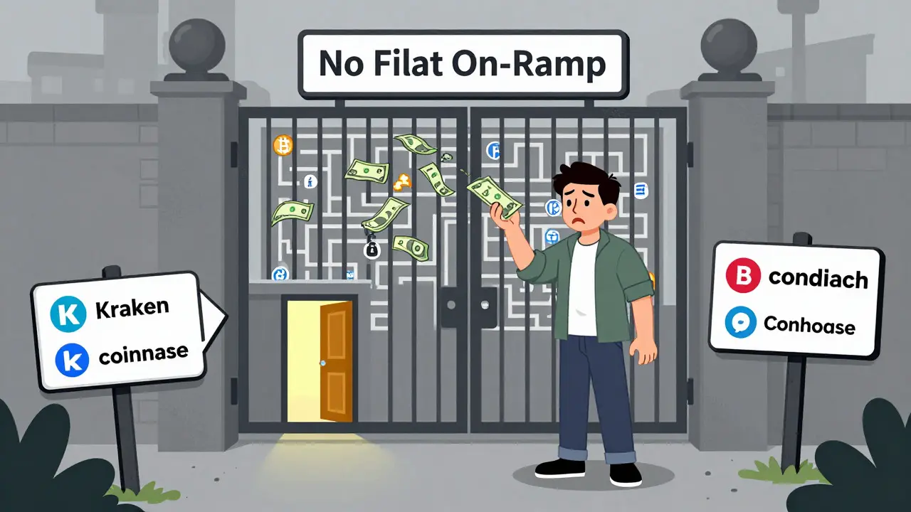Illustration of user blocked from FCoin due to no fiat deposit option