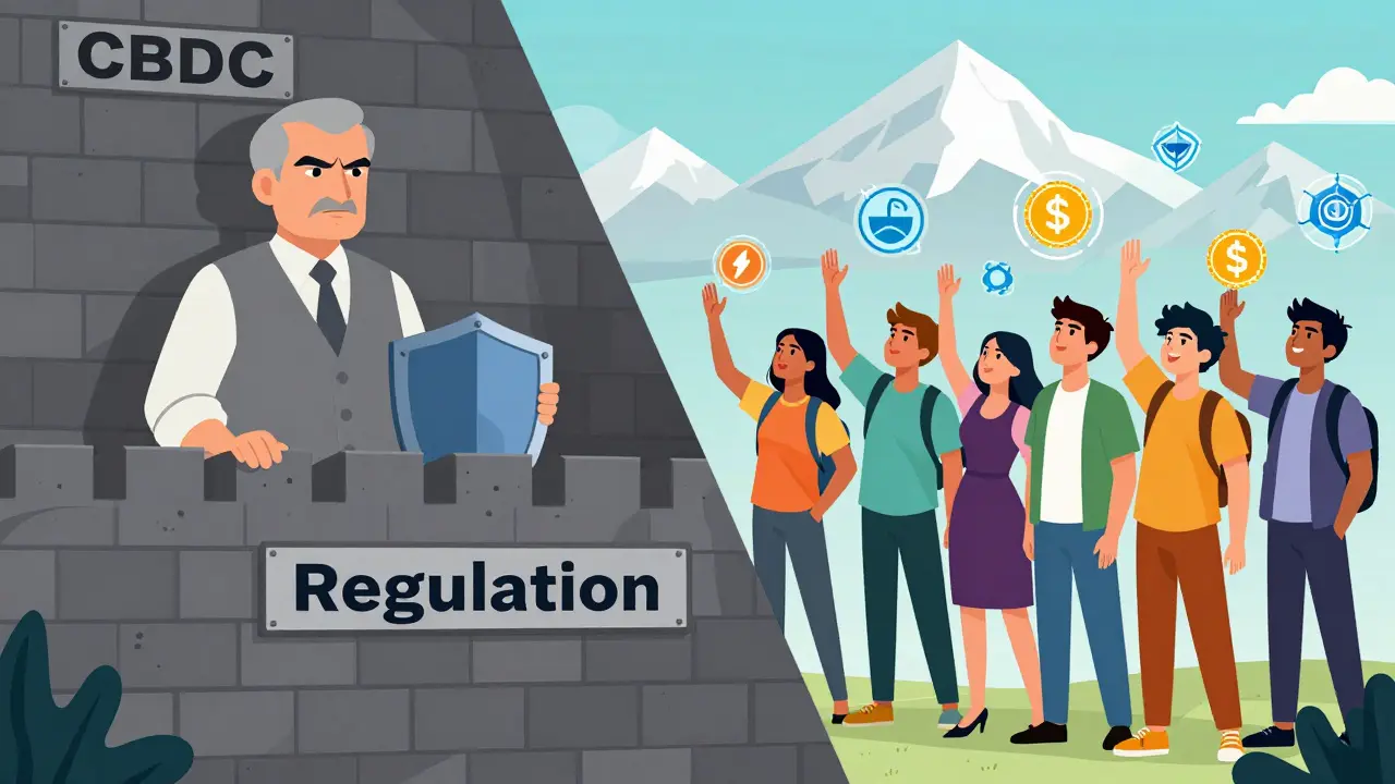 Youth innovators vs central bank regulation in Nepal cartoon style