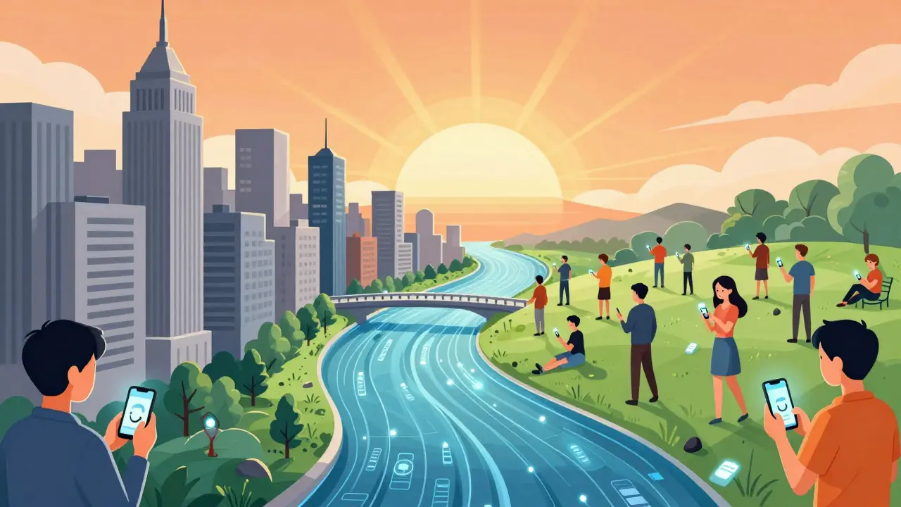 Cartoon depiction of global DeFi adoption connecting regions
