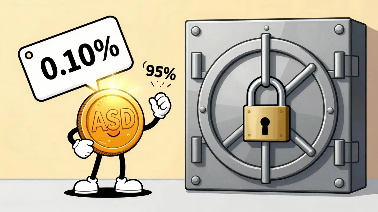 Illustration of trading fees and secure vault storage for assets