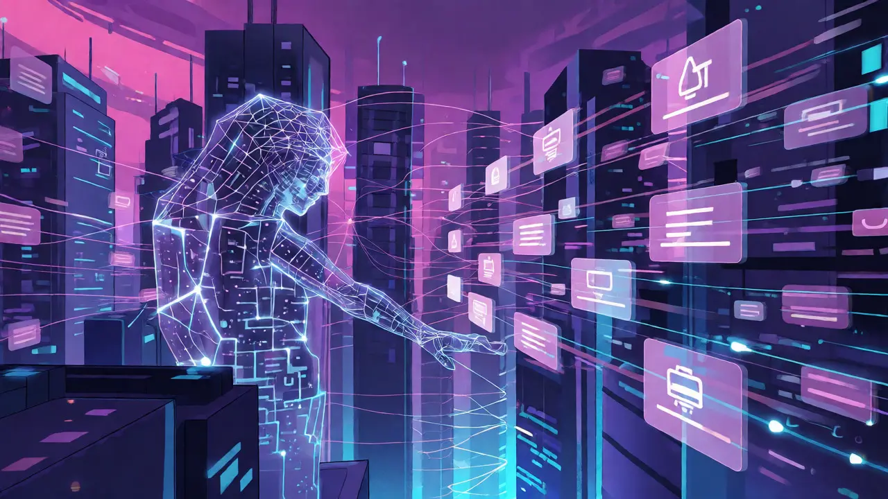 AI guiding secure data flows across a connected network