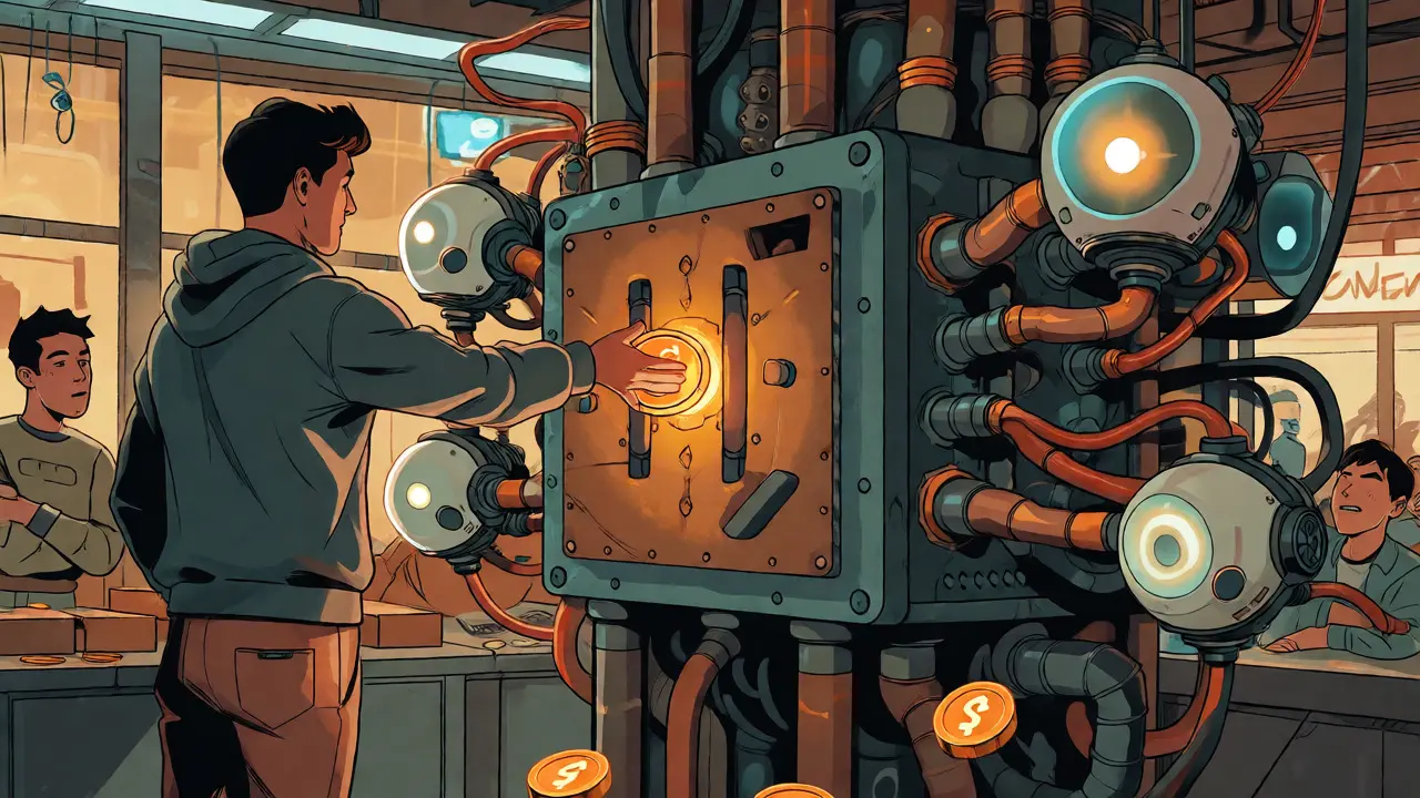 Illustration of staking FOMO tokens to upgrade AI agent capabilities