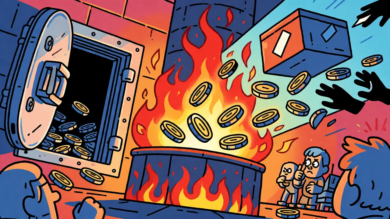 Illustration of token burning, staking, and governance mechanisms in action