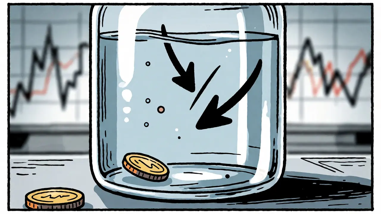Sparse liquidity pool showing slippage risks